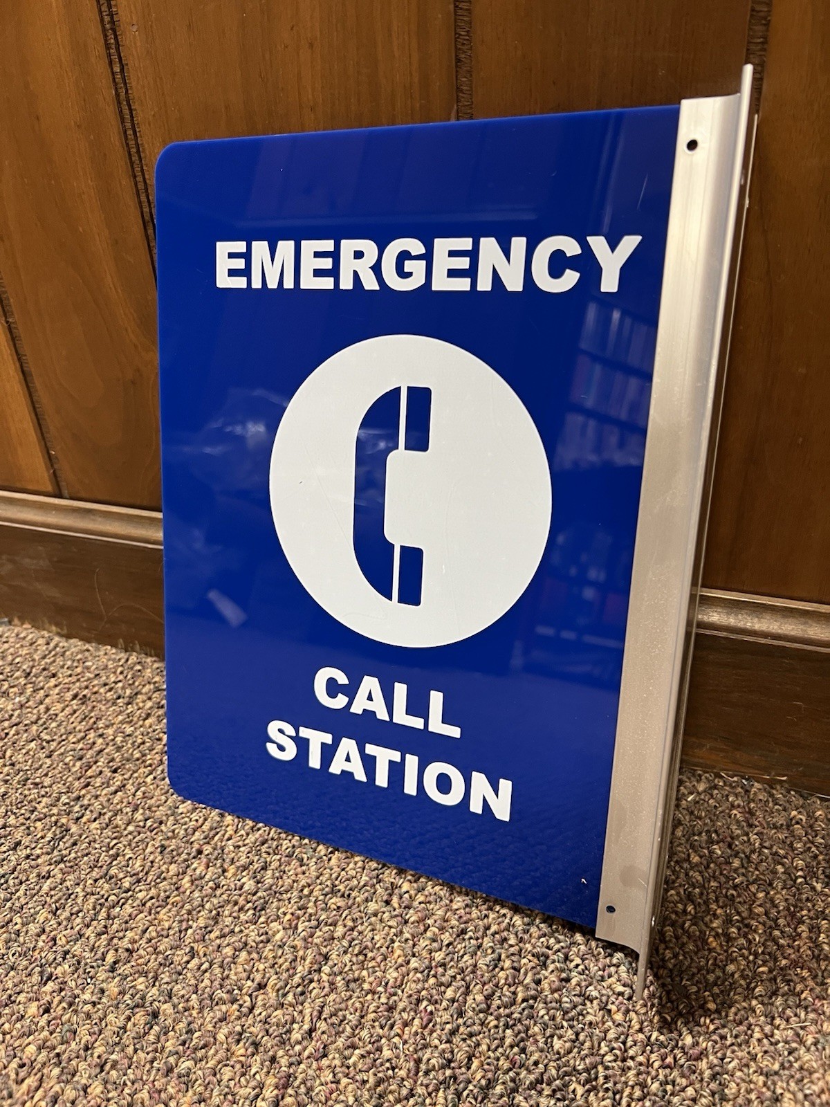 New 9”x12” Emergency Call Box Station Sign & Mount