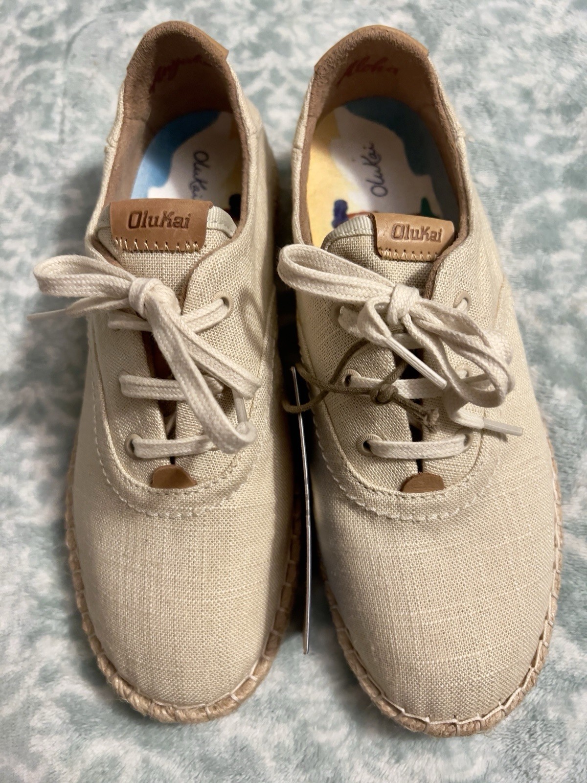 BRAND NEW OluKai Kaula Paa Li Linen Espadrille Tan W Size 7.5