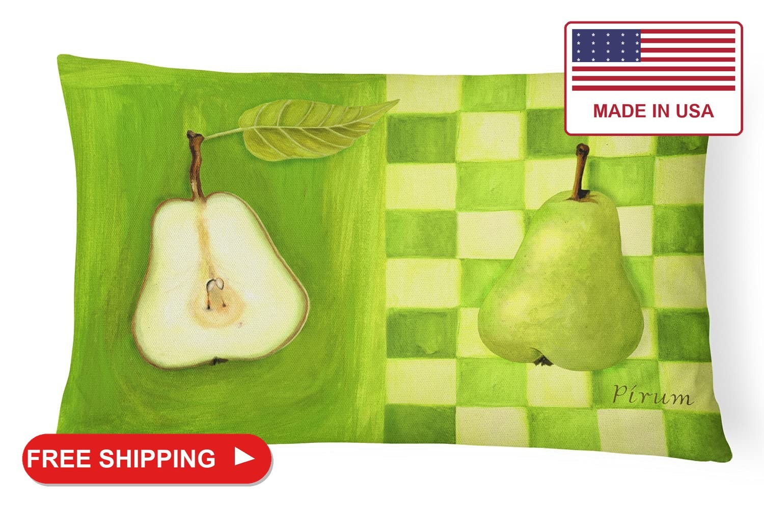Caroline\'s Treasures WHW0121PW1216 Pear by Ute Nuhn Canvas Fabric Decorative Pil Caroline\'s Treasures WHW0121PW1216 Pear by Ute Nuhn Canvas Fabric Decorative Pil