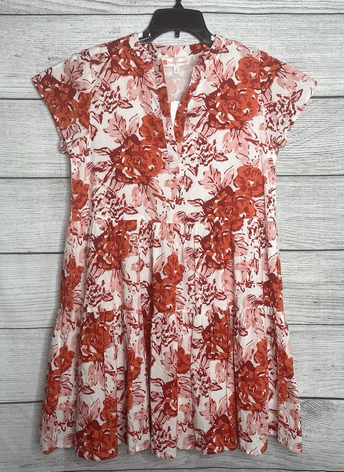 Jude Connally Painted Blooms Red Maddie Dress Size S