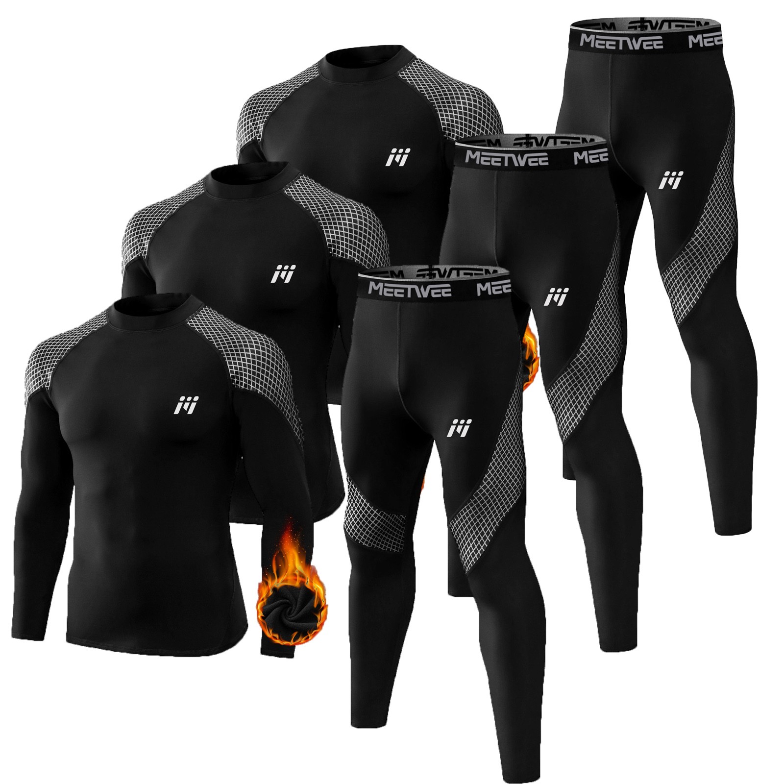 6 Pcs Men\'s Thermal Underwear 3 Sets Fleece Long Johns Base Layer Winter Warmth 6 Pcs Men\'s Thermal Underwear 3 Sets Fleece Long Johns Base Layer Winter Warmth