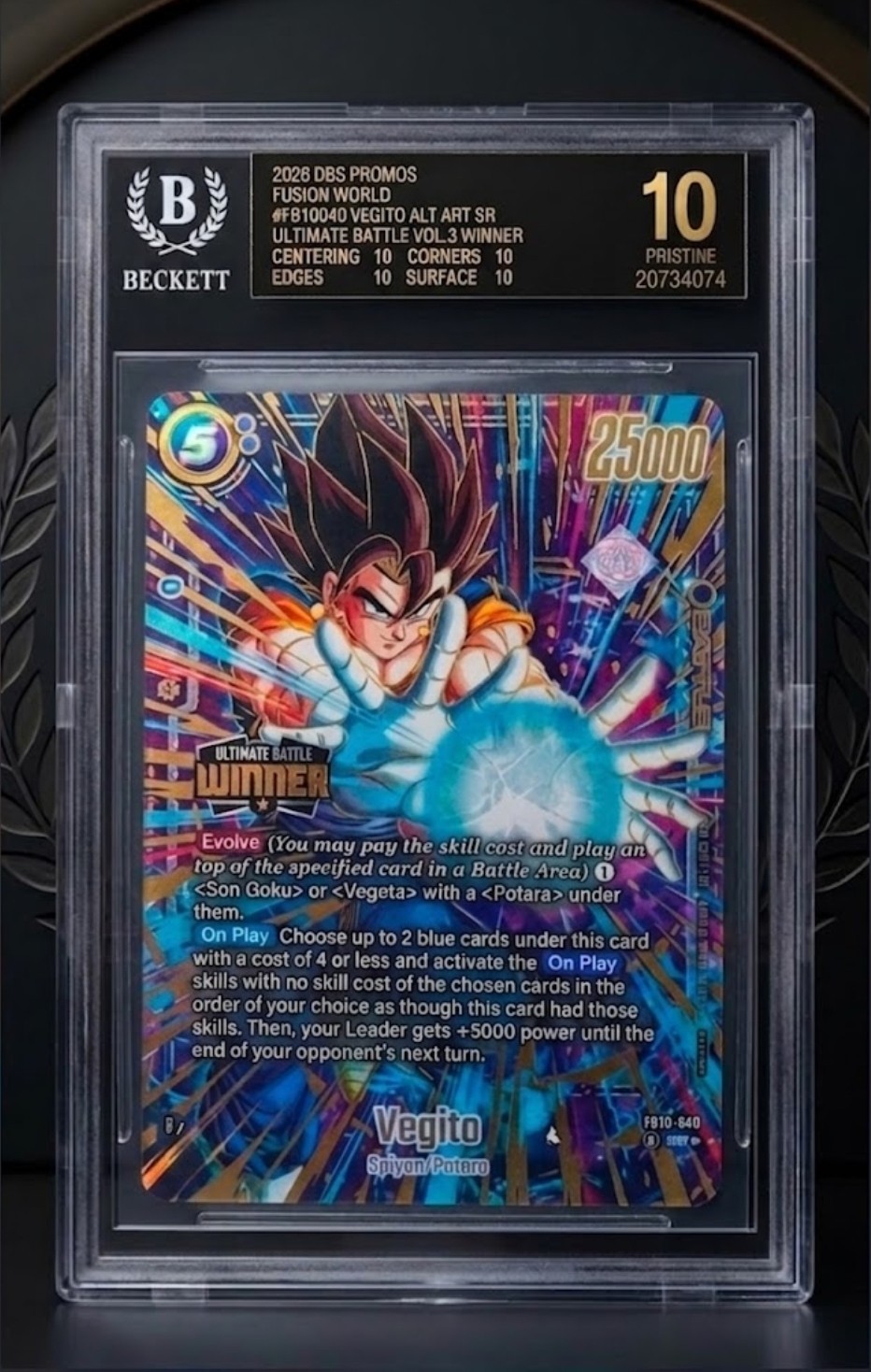 DBS Fusion World Vegito FB10-040 Ultimate Battle BGS 10 Black Label