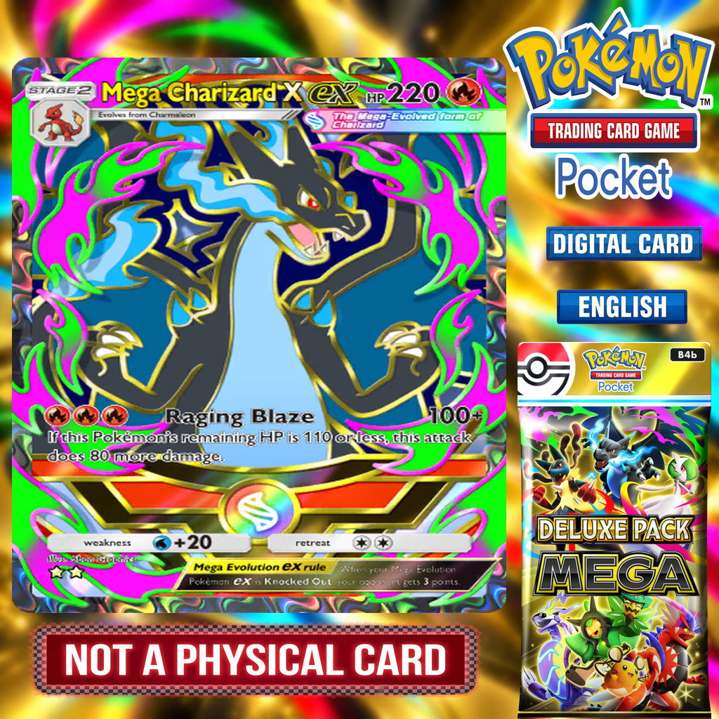Pokemon TCG Pocket - MEGA CHARIZARD X EX from DELUXE PACK MEGA Pokemon TCG Pocket - MEGA CHARIZARD X EX from DELUXE PACK MEGA