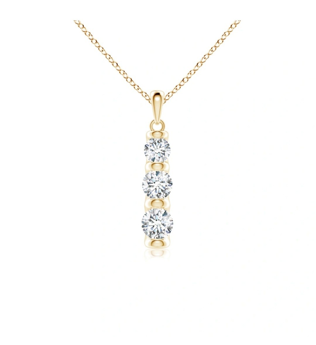 ANGARA 1.04Ct Dimonds Pendant Necklace Lab Grown Three Stone  in 14K Gold