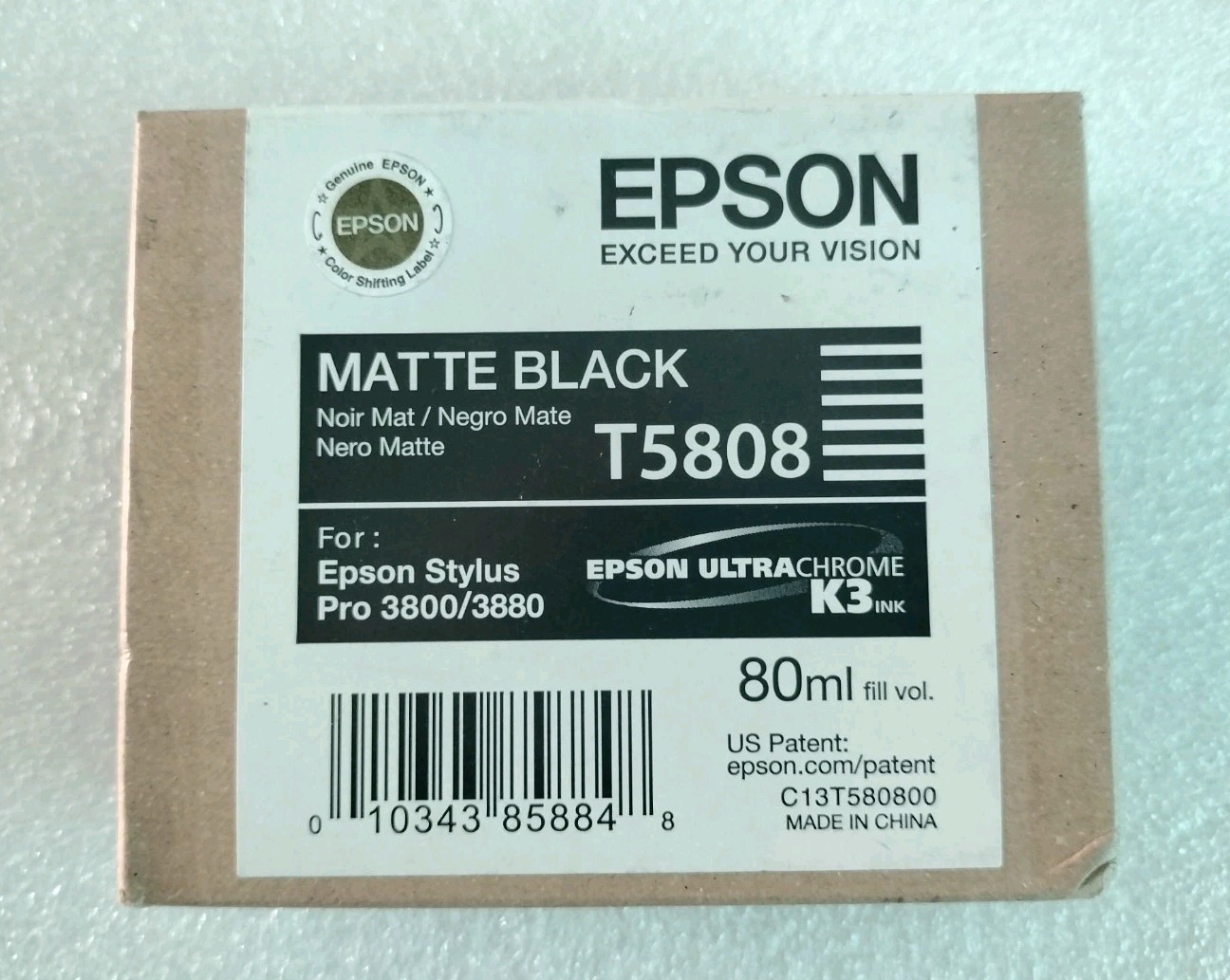 T5808 Genuine Epson Pro 3800 3880 Matte Black Ink T580800 w/exp 11-2017