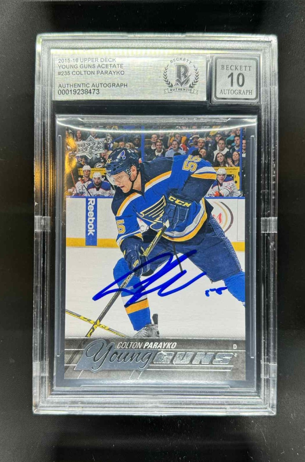 Colton Parayko Signed 2015/16 Upper DeckYoung Guns RC #235 Beckett BAS 10 auto
