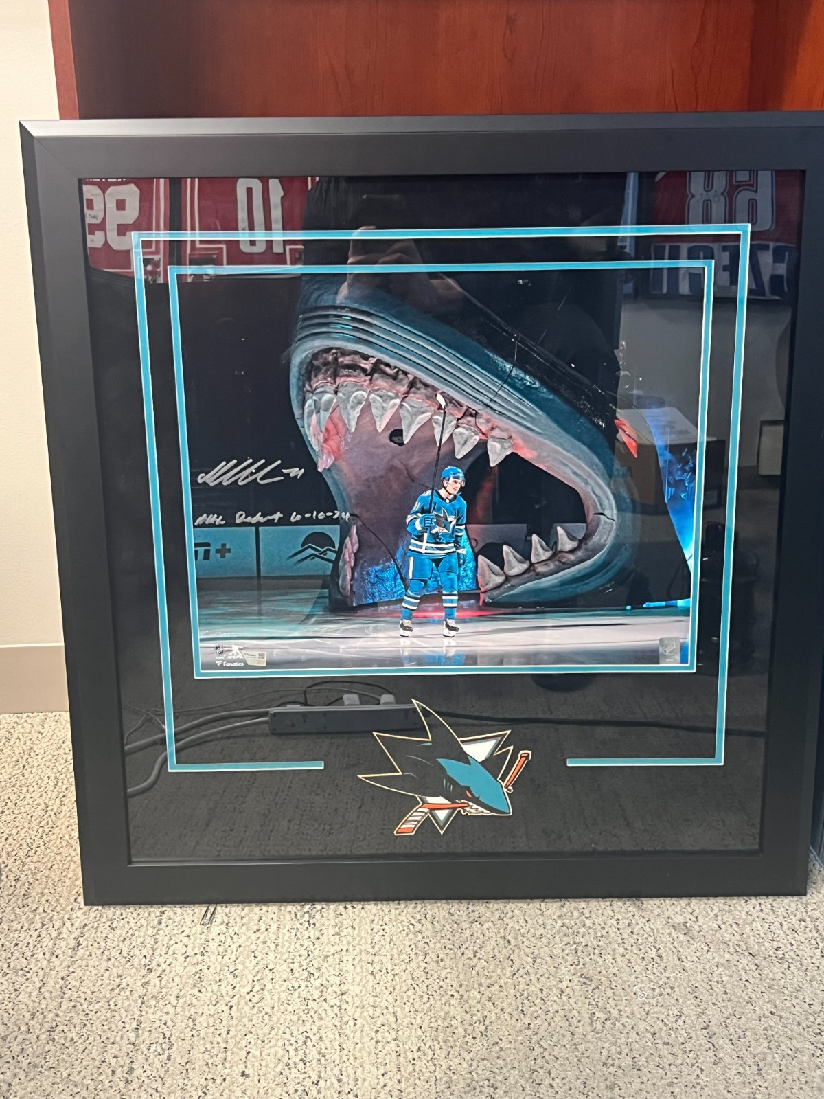 Macklin Celebrini Sharks Autographed Framed \'First NHL Game\' 16x20 Fanatics COA Macklin Celebrini Sharks Autographed Framed \'First NHL Game\' 16x20 Fanatics COA