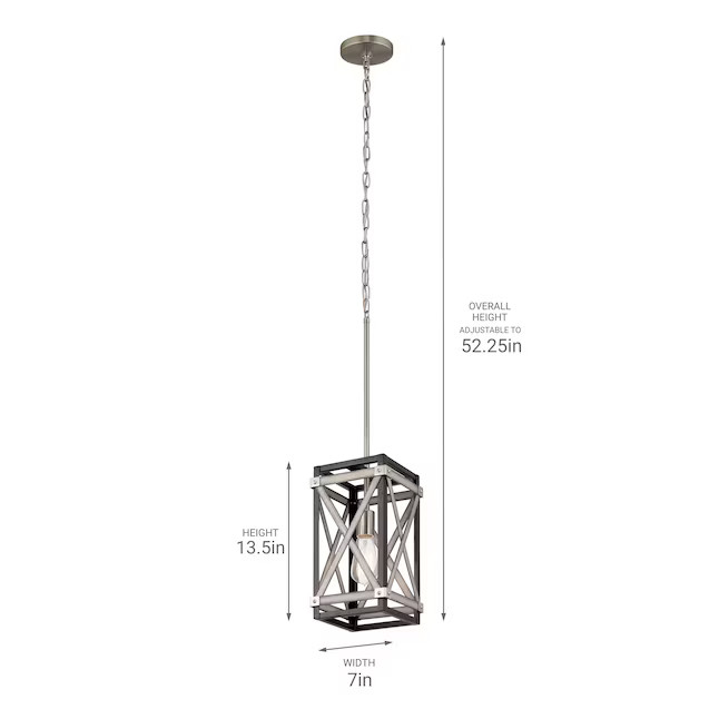 Kichler Stetton 1-Light Anvil Iron Distressed Antique Grey Square Small Hanging 
