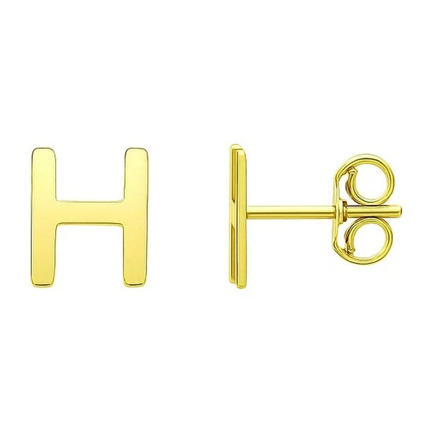 Yours Truly Initial H Stud Earrings in 14K Yellow Gold