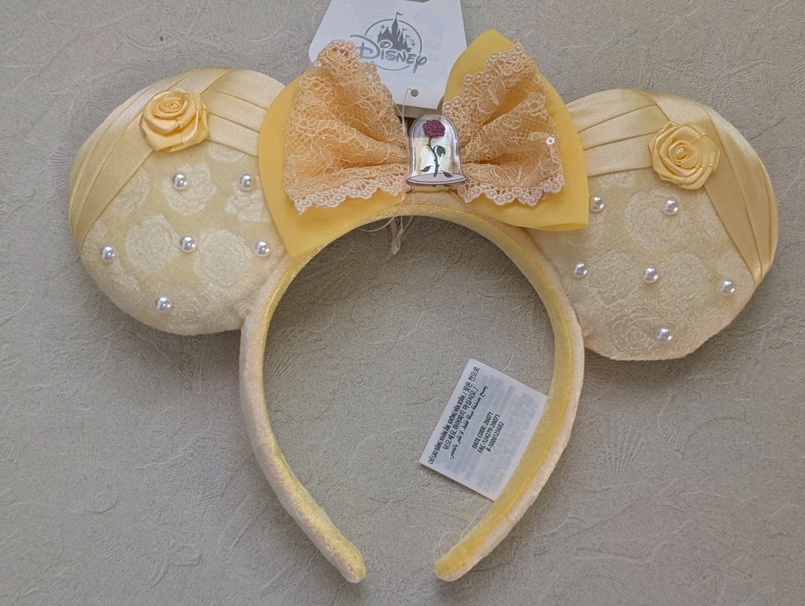 Disney Beauty and the Beast Princess Belle Pearl Rose Ears Headband New 2026 Disney Beauty and the Beast Princess Belle Pearl Rose Ears Headband New 2026