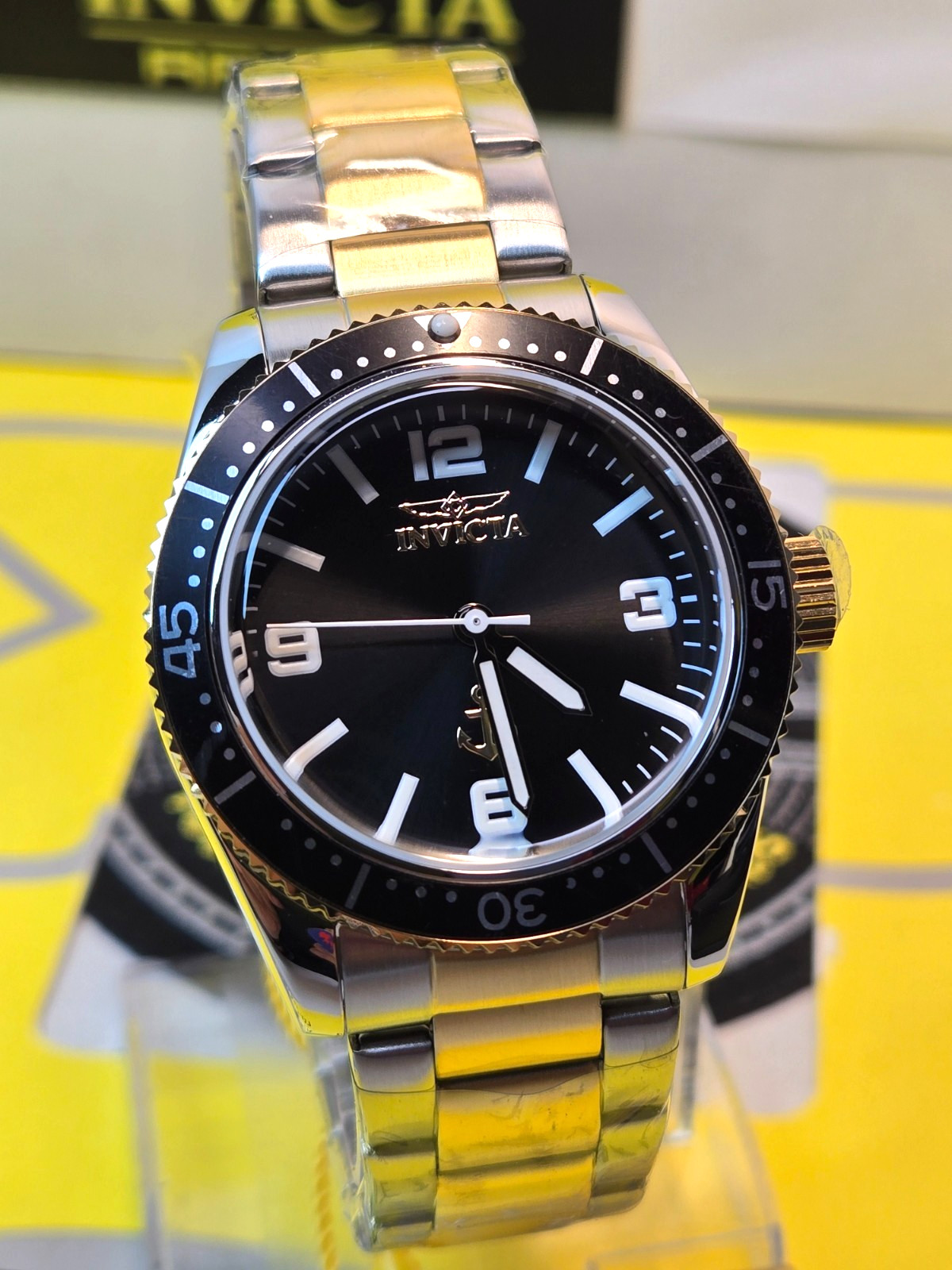 Invicta Ocean Voyage  Men’s Watch 38mm  Two-Tone Stainless Steel with Black Dial