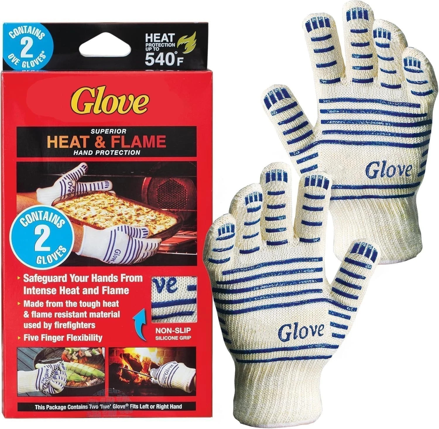 The Ove Glove 2-Pack - Oven Mitts - Superior Hand Protection from Heat and Flame