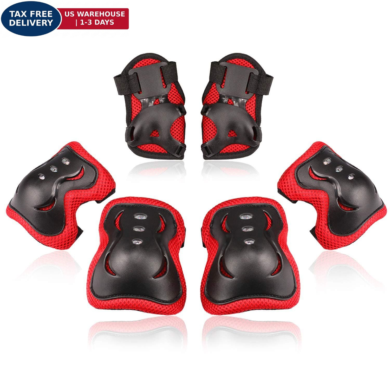 BOSONER Kids/Youth Knee Pad Elbow Pads Guards Small (3-8 years), Black / Red BOSONER Kids/Youth Knee Pad Elbow Pads Guards Small (3-8 years), Black / Red