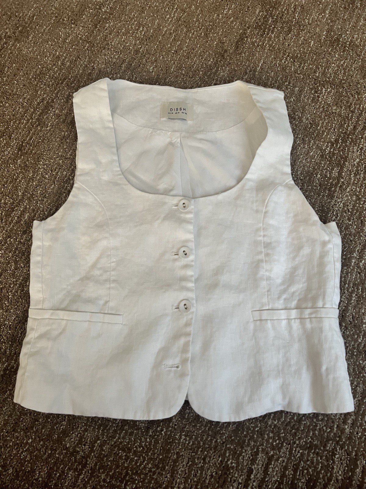 Dissh Women\'s 💯 Linen Lined Best Size 6. 4 Button Front