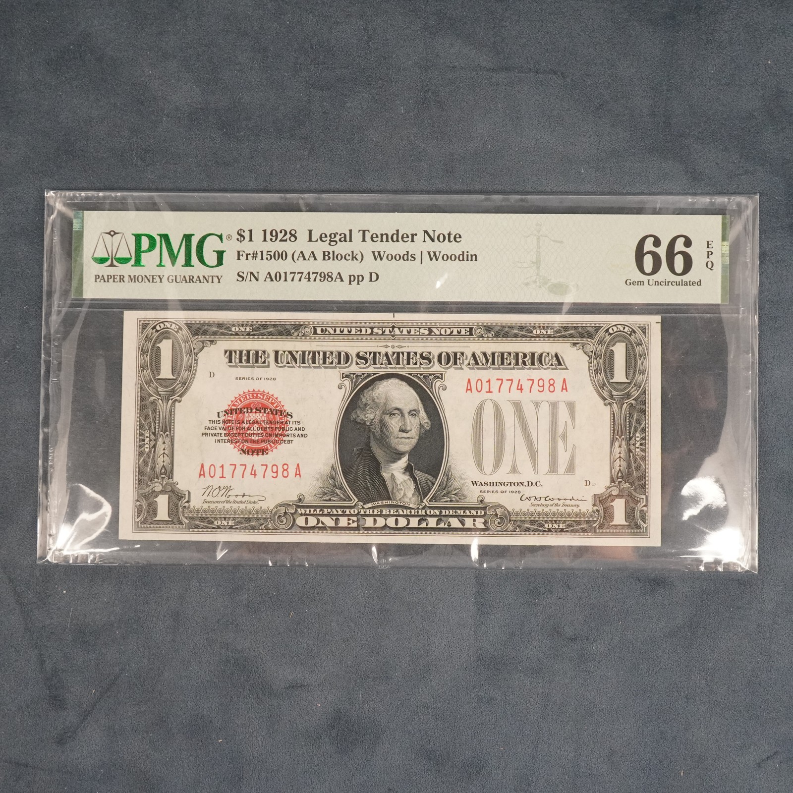 Series 1928 $1 Legal Tender Note (Fr 1500) AA Block PMG EPQ-  USA