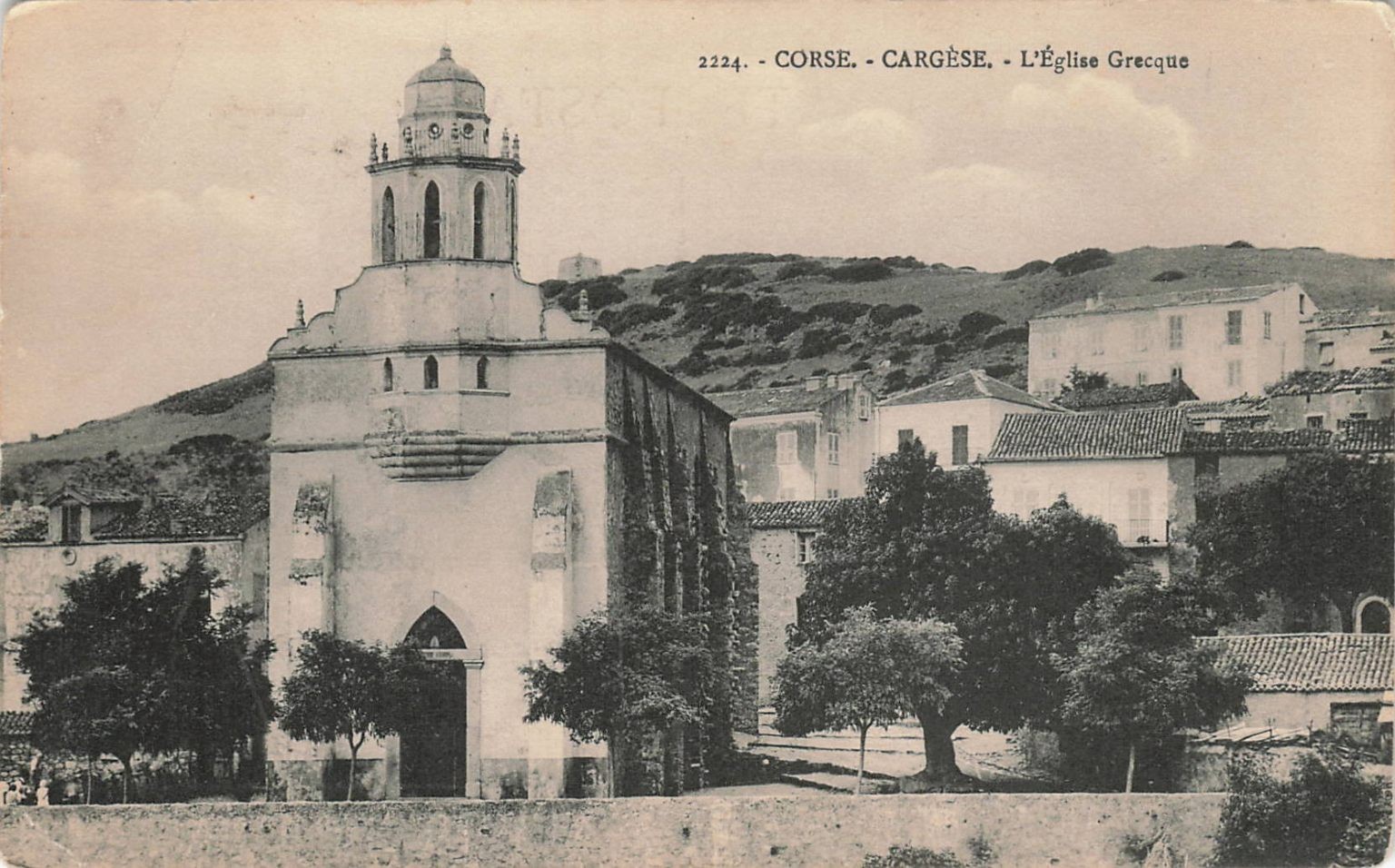 Cargèse Corsica L'Église Grecque Greek Church Vintage RPPC Postcard La Cigogne
