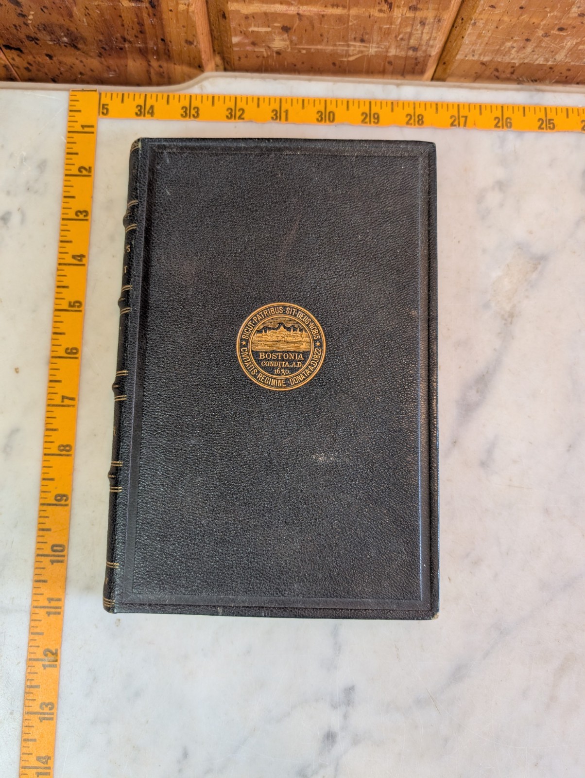1879 Massachusetts Auditor\'s Report City Of Boston Leather Gilt Gift Book -Nice