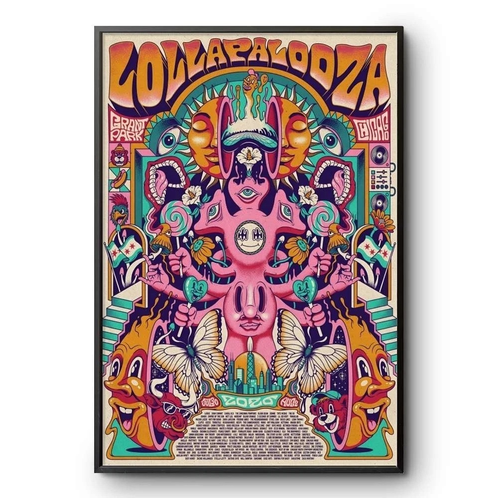 Lollapalooza 2026 Chicago Festival Poster Grant Park Psychedelic