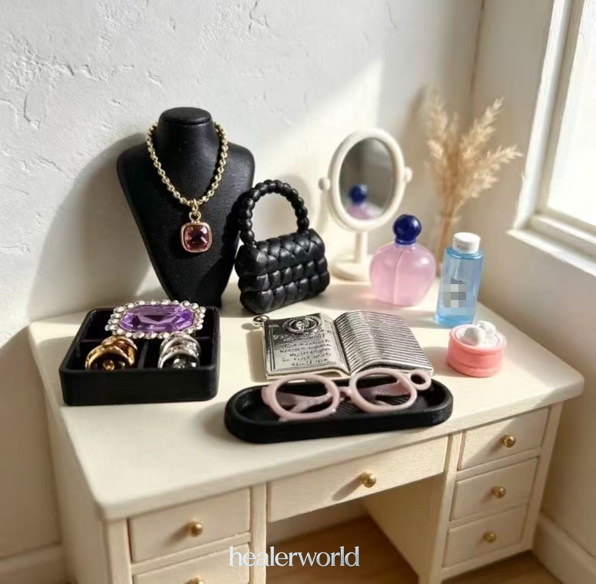 1Set 1:6 Scale Miniatures Jewelry Box Necklace Ring Bag Dollhouse Palace