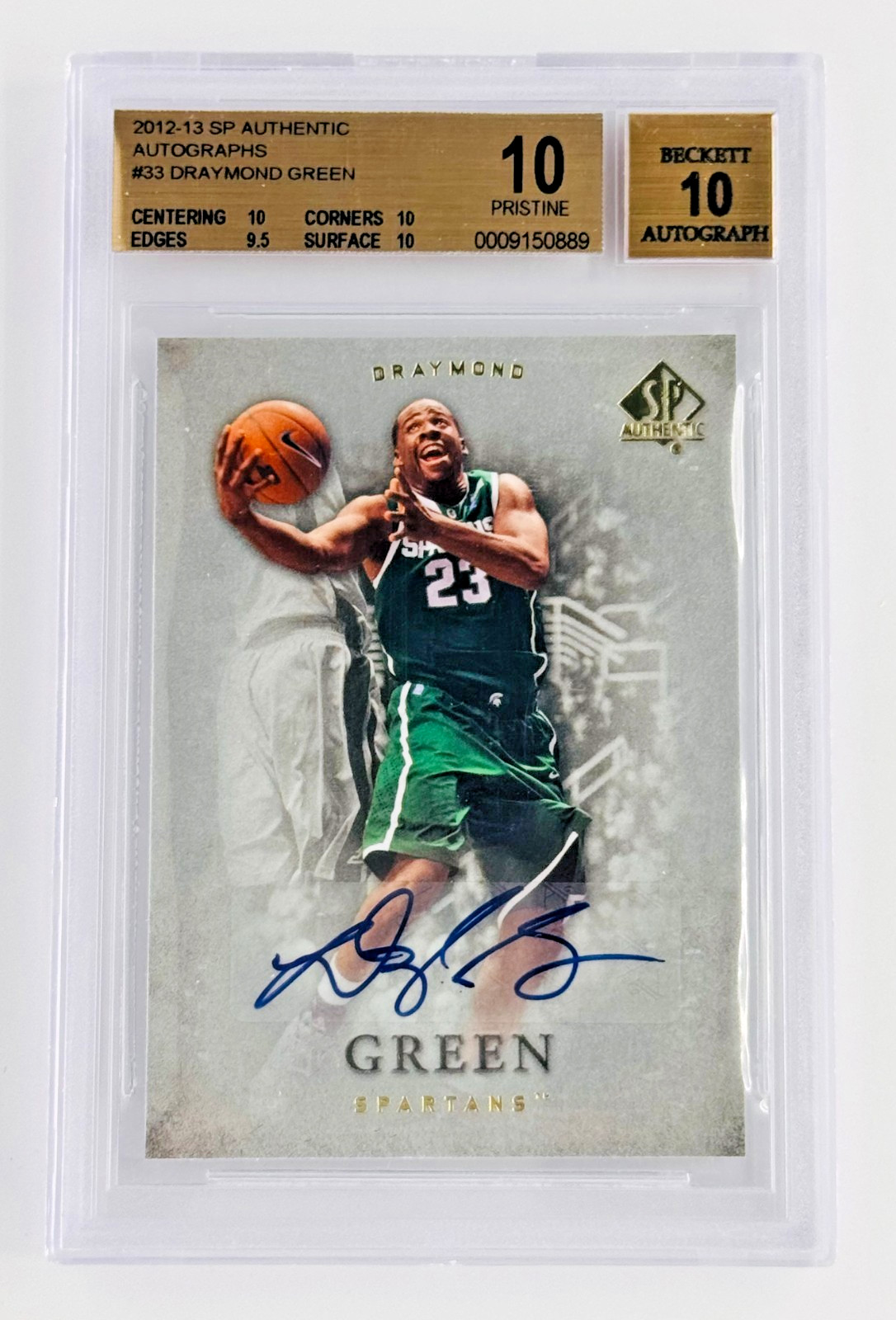 2012 SP Authentic Draymond Green RC BGS 10 Auto 10 Pop 1 GS Warriors Rookie MSU