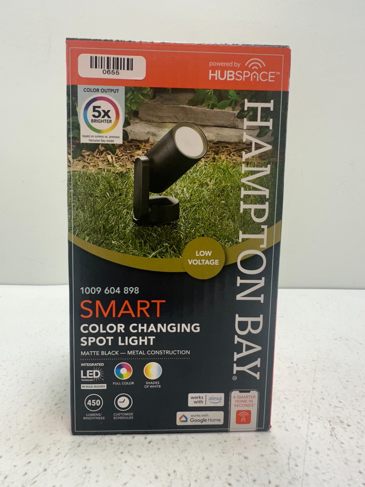 Hampton Bay Smart Matte Black LED RGB Color Changing Outdoor Spotlight L08557