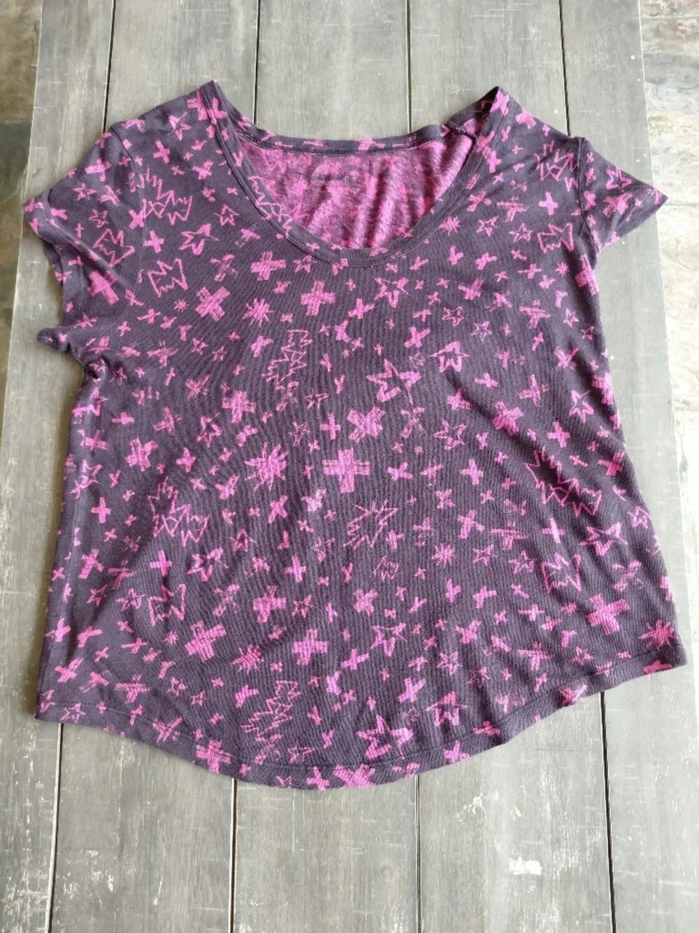 Zadig and Voltaire top stars crosses pink black M NWOT