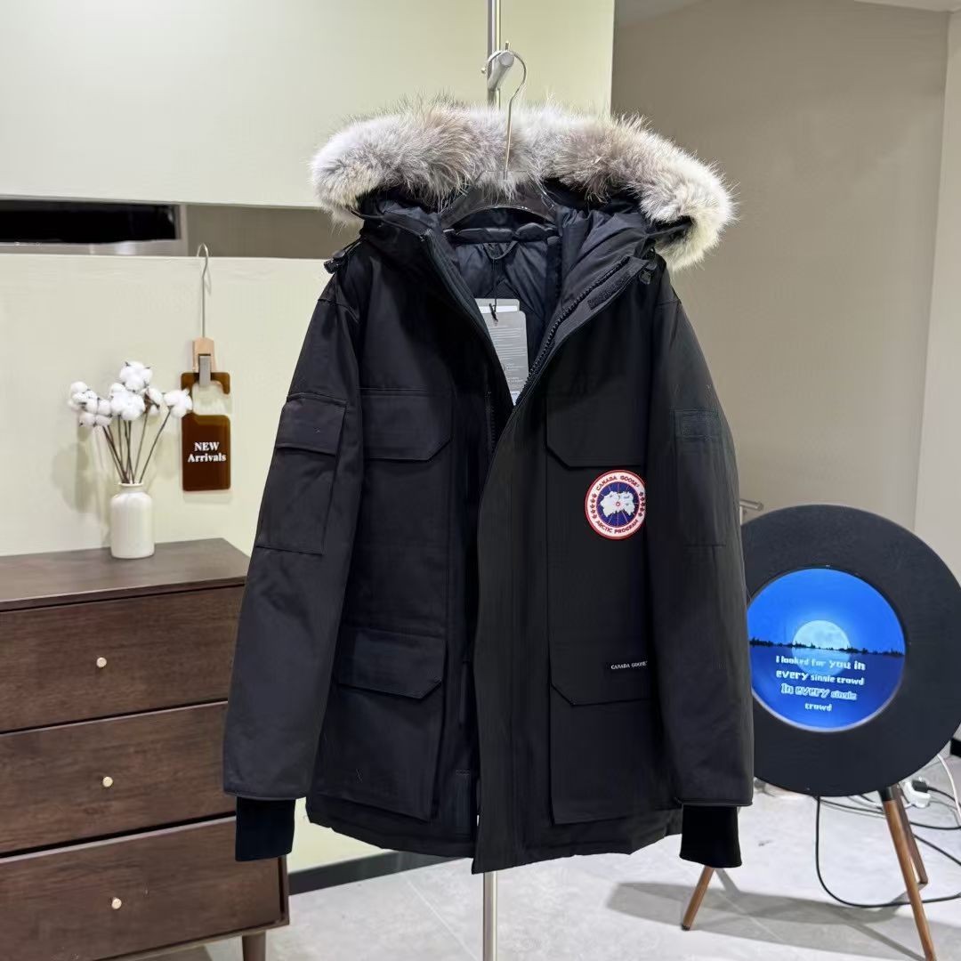Men Canada Goose Men Expedition Parka Black Fur Hood Down Jacket Men Canada Goose Men Expedition Parka Black Fur Hood Down Jacket