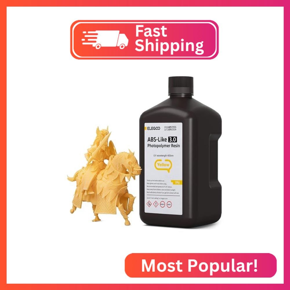 ELEGOO ABS-Like 3.0 3D Printer Resin Yellow 2000g, High Precise Printing Resin,