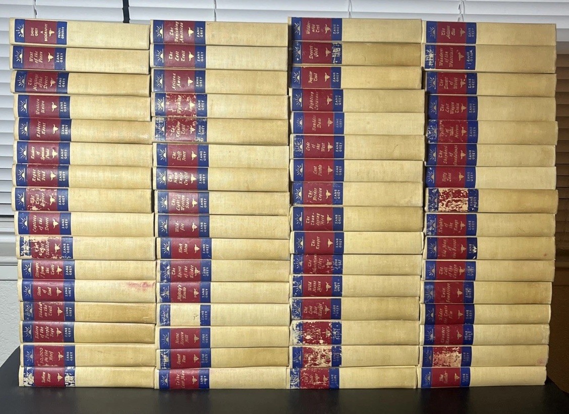 Zane Grey 1940s 1950s 1960s Lot Of 64 HC Books Walter J. Black Western Novel Vtg