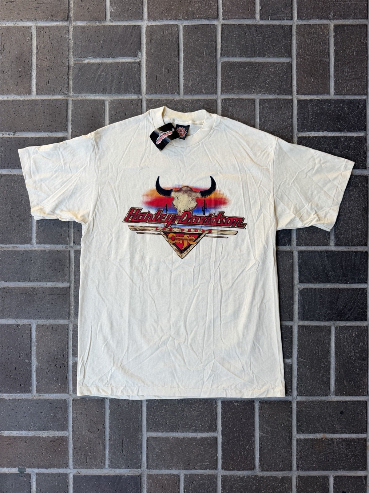 Vintage Harley Davidson Cafe Las Vegas Shirt Large 90s NWT NOS White