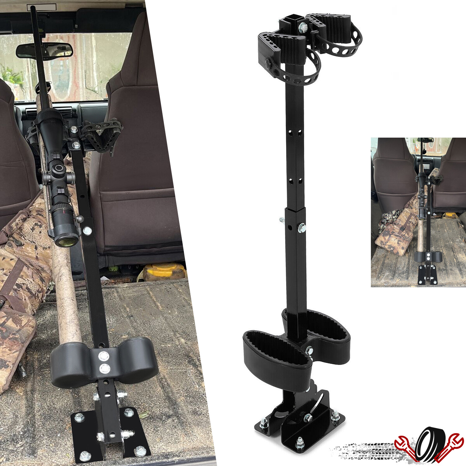 Vertical Gun Rack 2 Rifle Shotgun For UTV Floor Mount Adjustable Height Angle Vertical Gun Rack 2 Rifle Shotgun For UTV Floor Mount Adjustable Height Angle