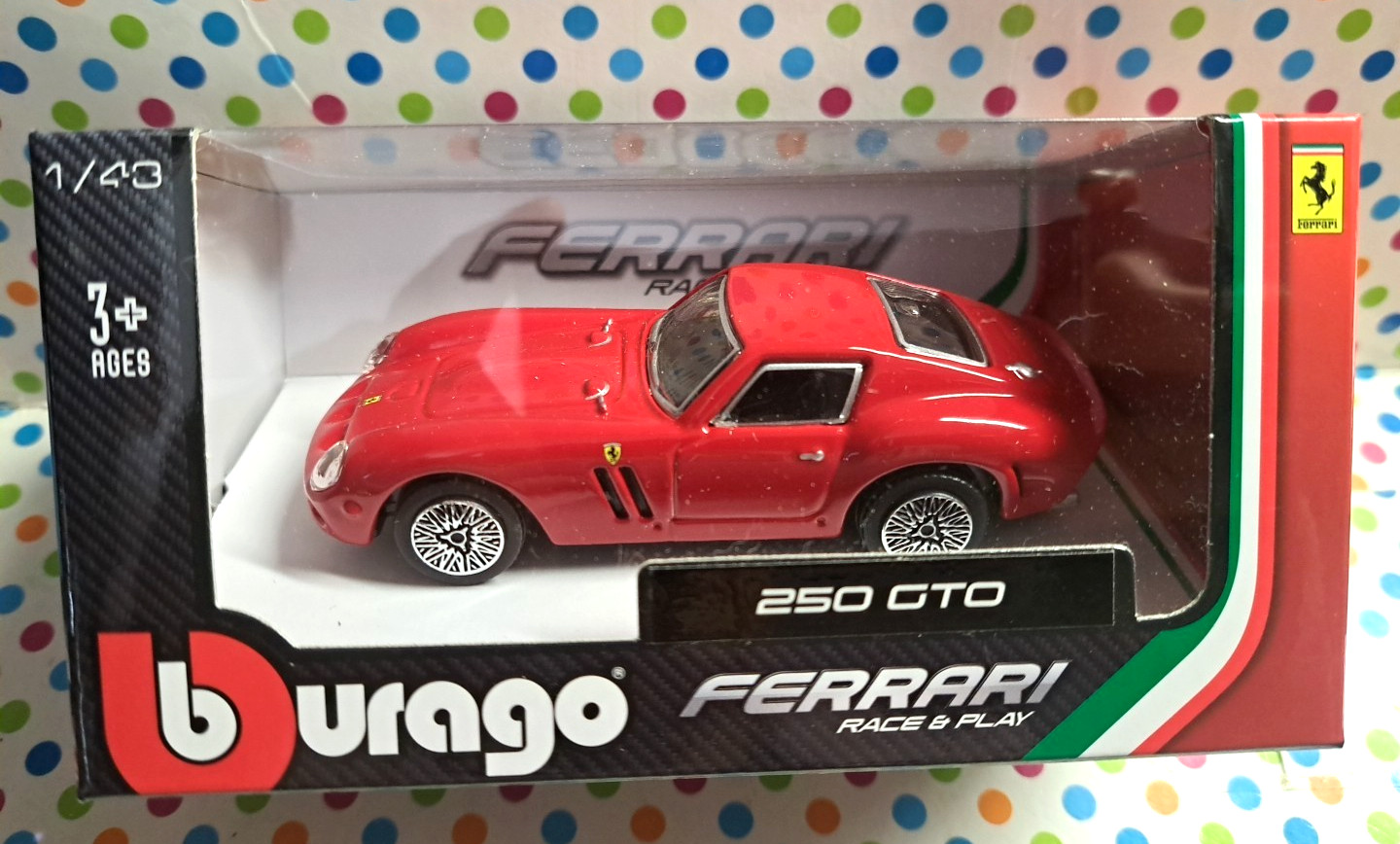 BURAGO 1/43 SCALE FERRARI RACE & PLAY FERRARI 250 GTO NEW BURAGO 1/43 SCALE FERRARI RACE & PLAY FERRARI 250 GTO NEW