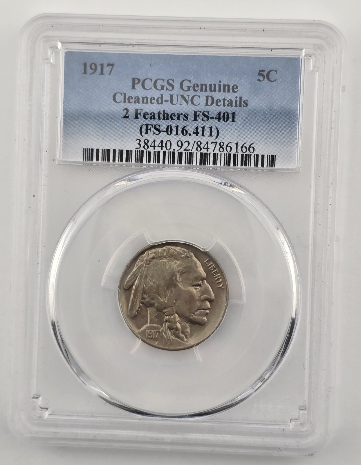Rare Variety 1917 2 Feathers Buffalo Nickel PCGS Uncirculated Details Fs-401