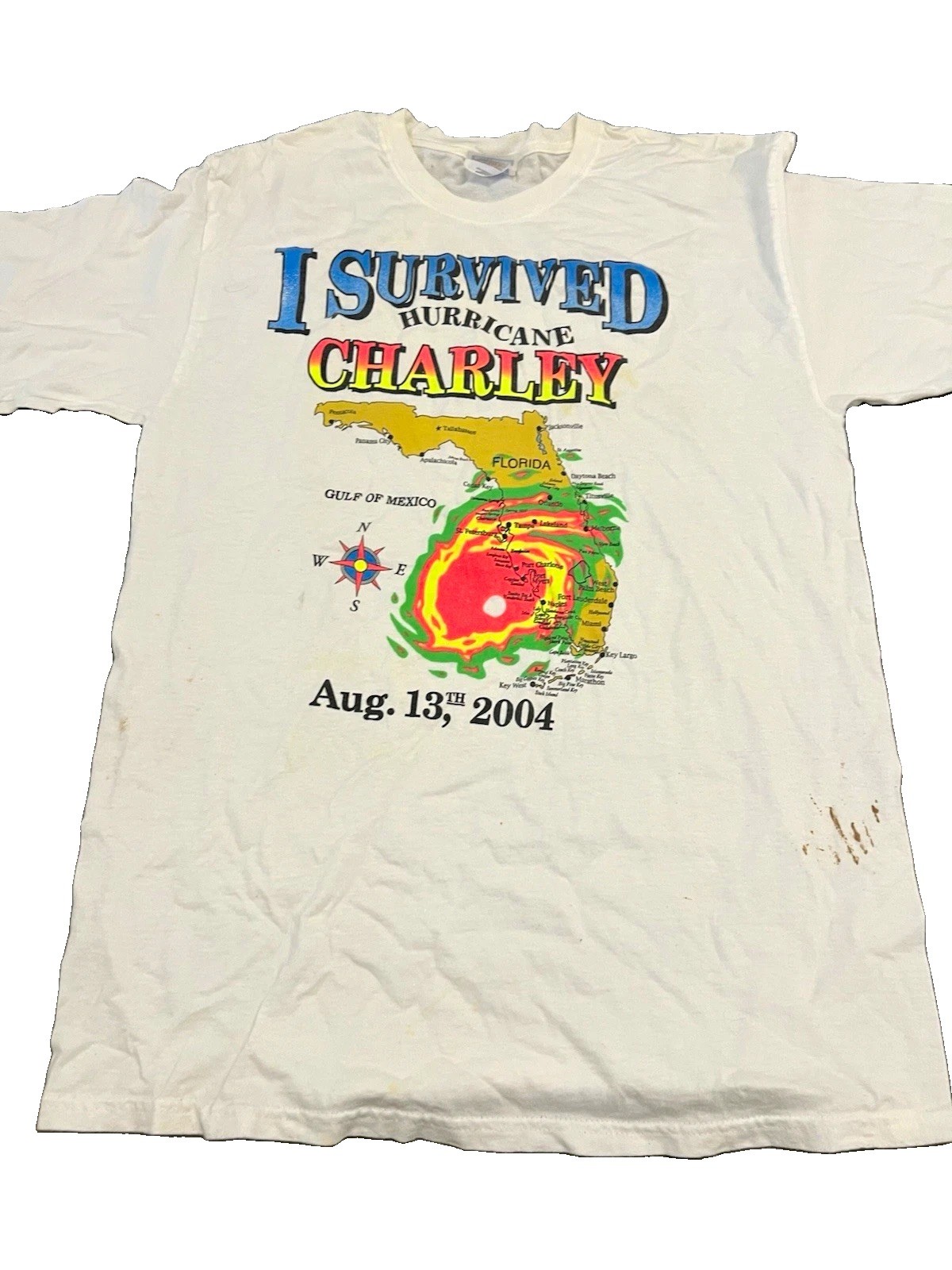 Vintage Men’s M Cotton Knit tee ‘I Survived Hurricane Charley” Vintage Men’s M Cotton Knit tee ‘I Survived Hurricane Charley”