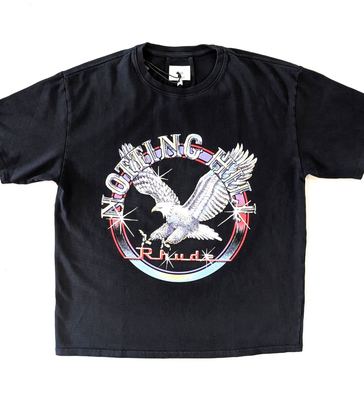 Rhude Notting Hill Eagle Tee M Vintage Black Boxy Fit Graphic T-Shirt Luxury