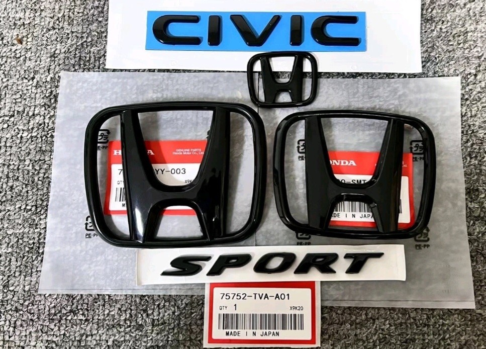 Gloss Black Emblem Set fits Civic Sport Sedan 2022-2025