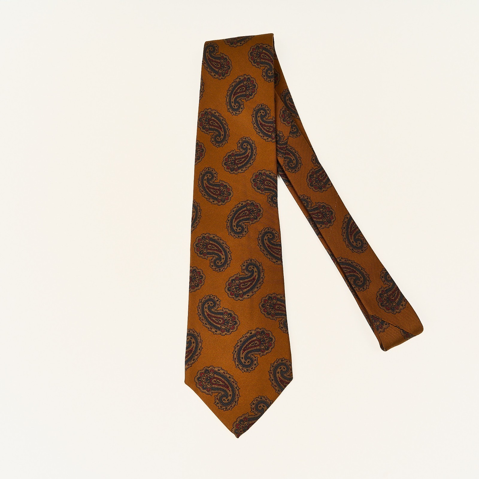 Vintage Brooks Brothers Silk Tie Brown Paisley Geometric Made in USA 3.75 x 58\