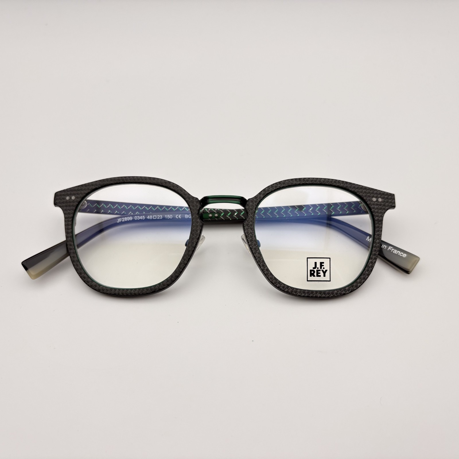 J.F. REY JF2899 0345 Carbon Green & Brushed Green Square Eyeglasses 48mm NEW