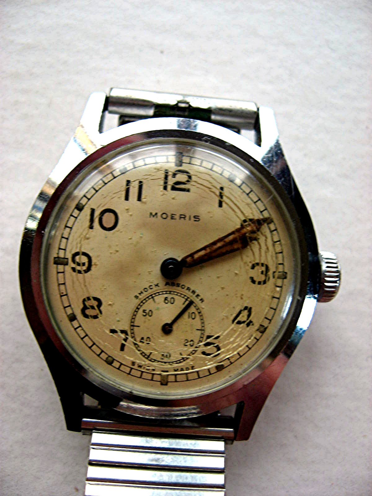 Moeris made Swiss Stainless Steel Mens Wrist Watch  Military Type