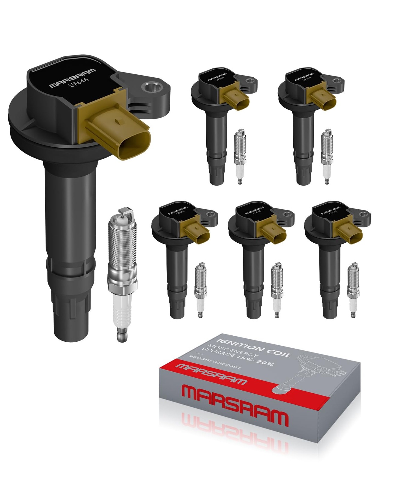 6PK Ignition Coil Pack UF646 & Double Iridium Spark Plugs SP534 for Ford 3.5L V6 6PK Ignition Coil Pack UF646 & Double Iridium Spark Plugs SP534 for Ford 3.5L V6