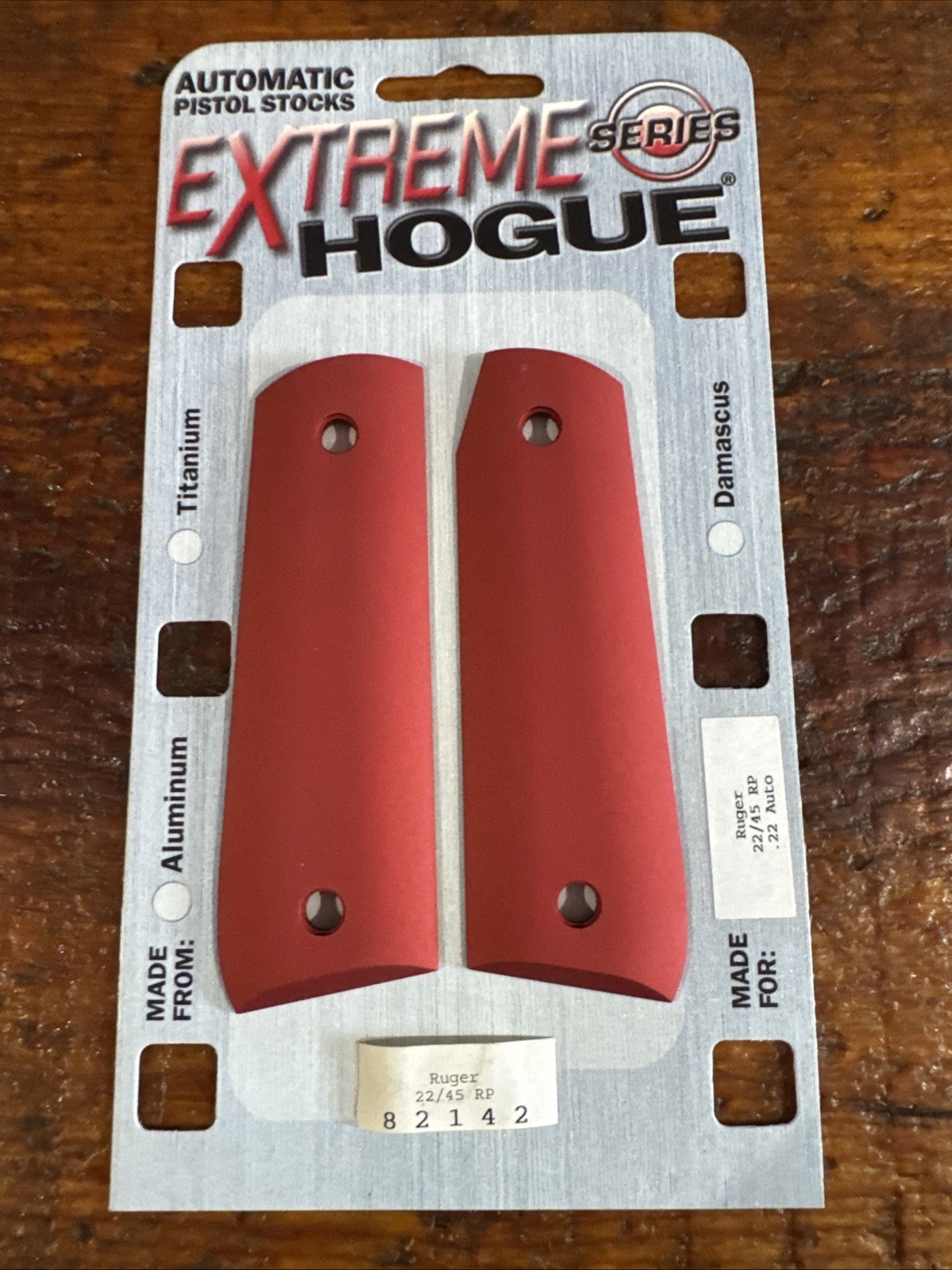 Hogue Extreme Series Aluminum Grips For Ruger 22/45 Mark 1-3 Models. Red.