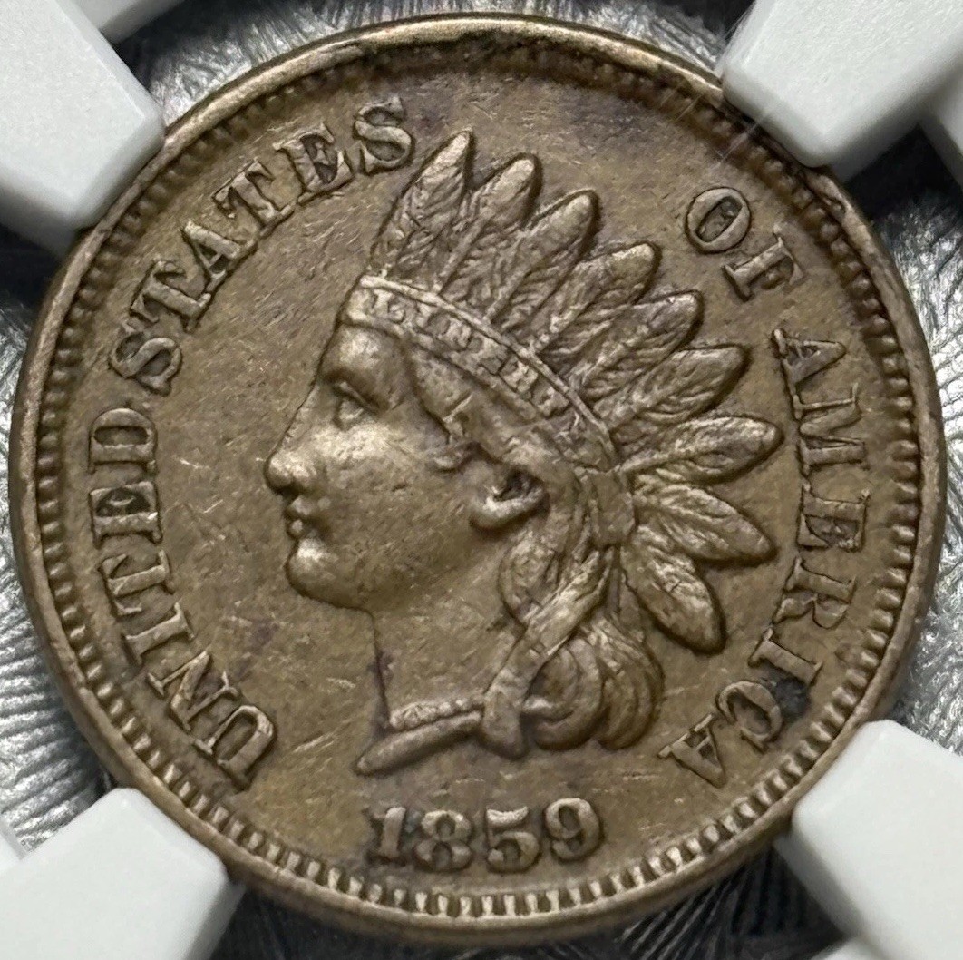 1859 Indian Head Cent. NGC AU-53. First Year Of Issue.