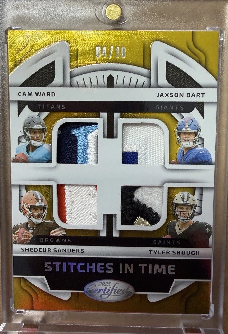 Jaxson Dart Cam Ward Shedeur Sanders Tyler  Shough GOLD /10 Patch Panini SSP