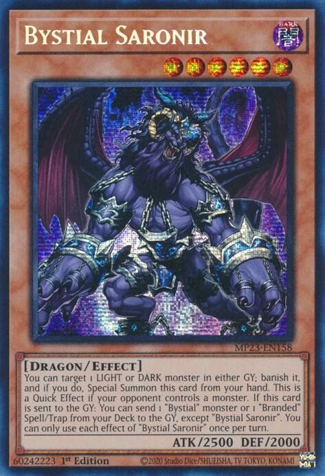 YUGIOH: 1X Bystial Saronir MP23-EN158 Prismatic Secret Rare NM