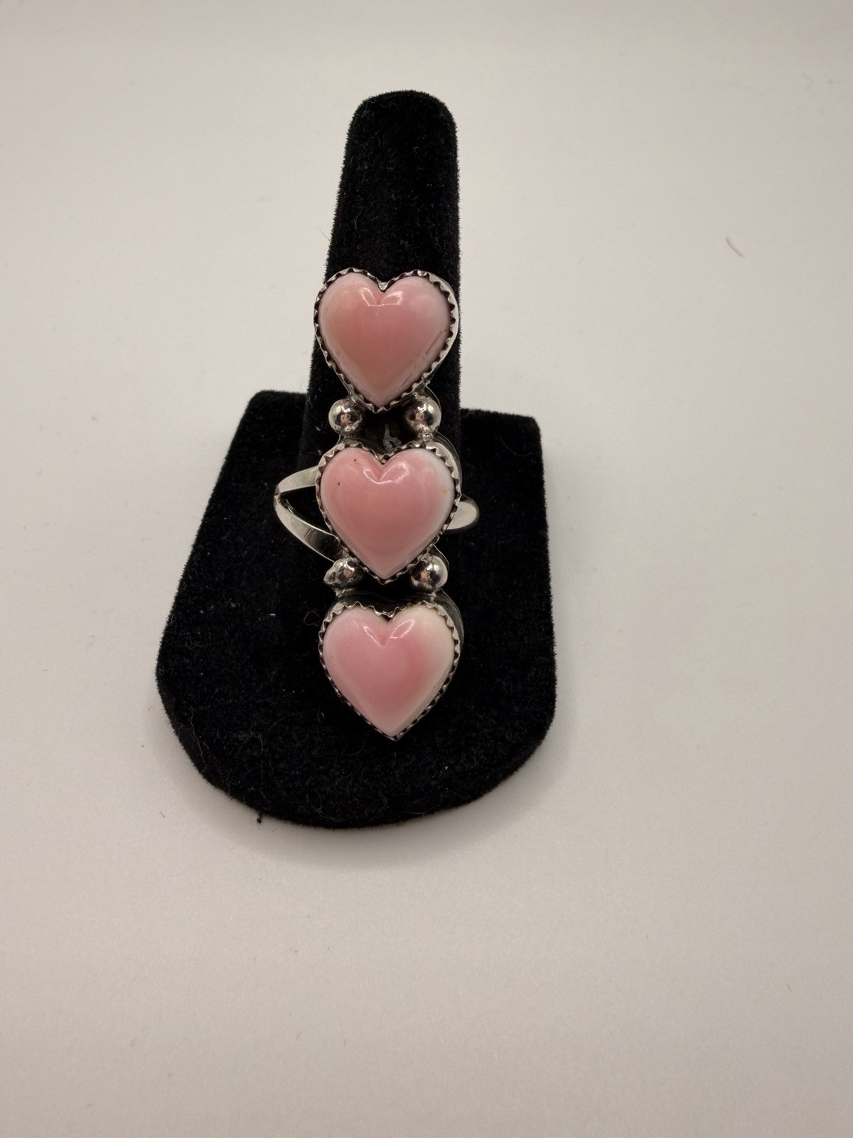 Antoinette Martinez Pink Conch Heart Sterling Silver Adjustable Ring