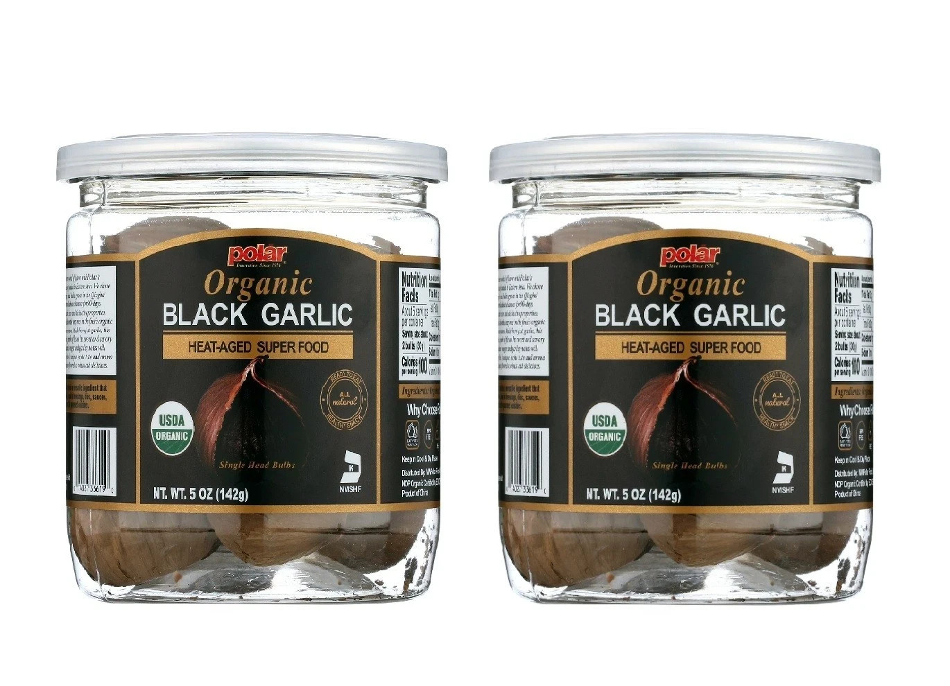 (2 Pack) Organic Black Garlic Naturally Cured Whole Bulbs, 5 Oz JAR (2 Pack) Organic Black Garlic Naturally Cured Whole Bulbs, 5 Oz JAR