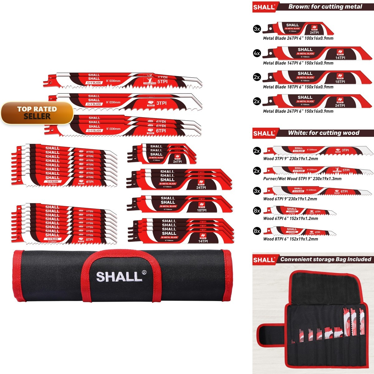 Shall 34pcs Carbide Steel Saw Blade Kit Tree Pruning Wood Metal Plastic