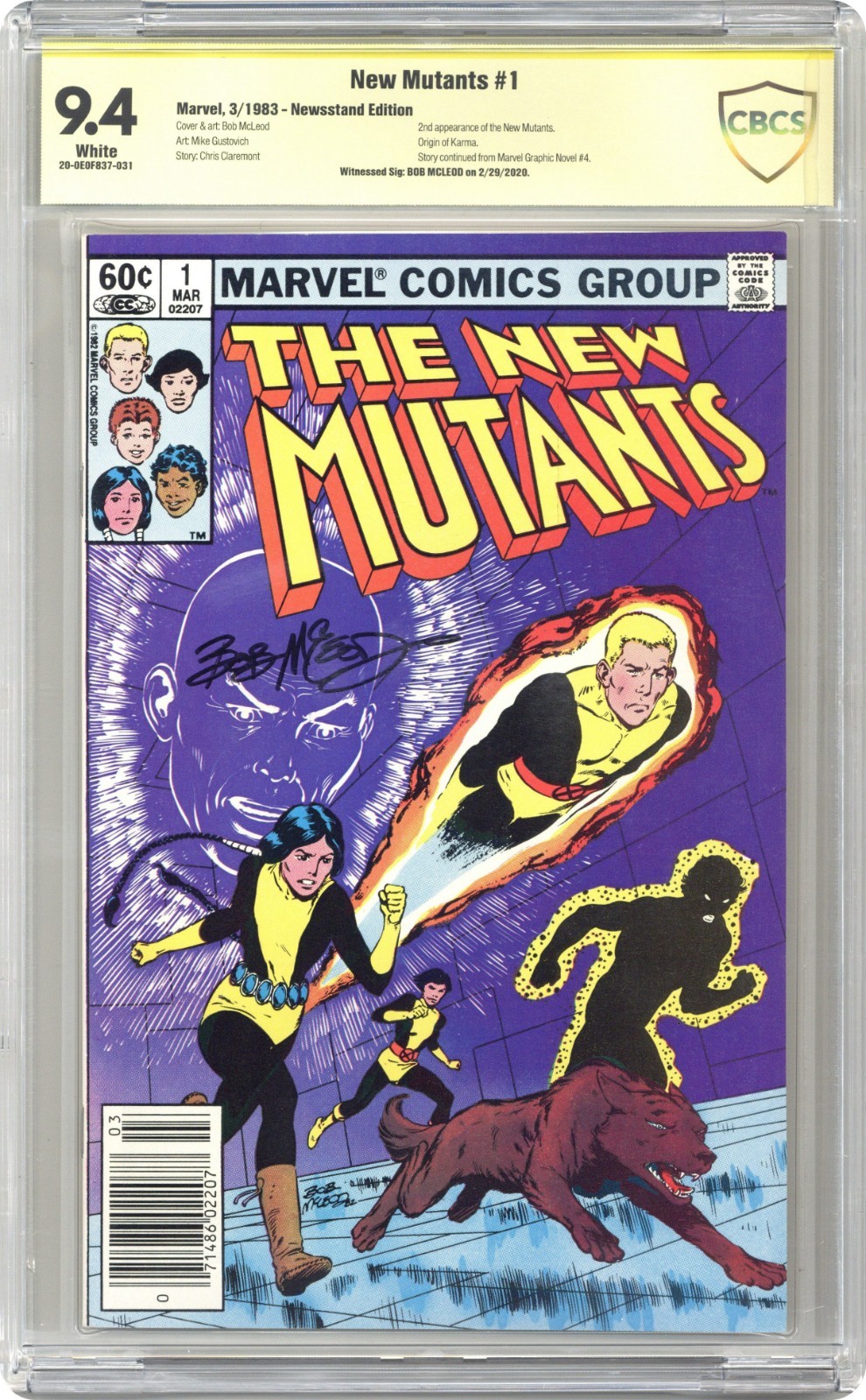 New Mutants #1 Newsstand Edition - 1983 - CBCS 9.4 - Signed by Bob McLeod