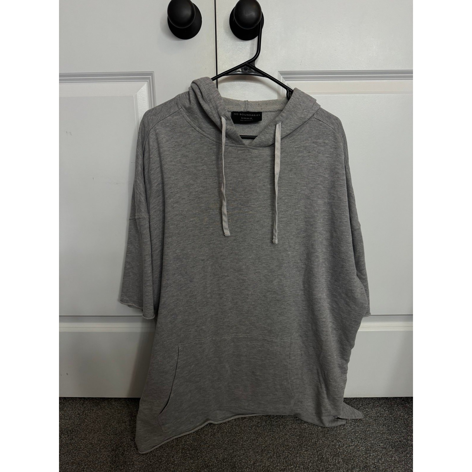 No Boundaries Mens XL Gray Short Sleeve Pullover Hoodie Sweater Heathered