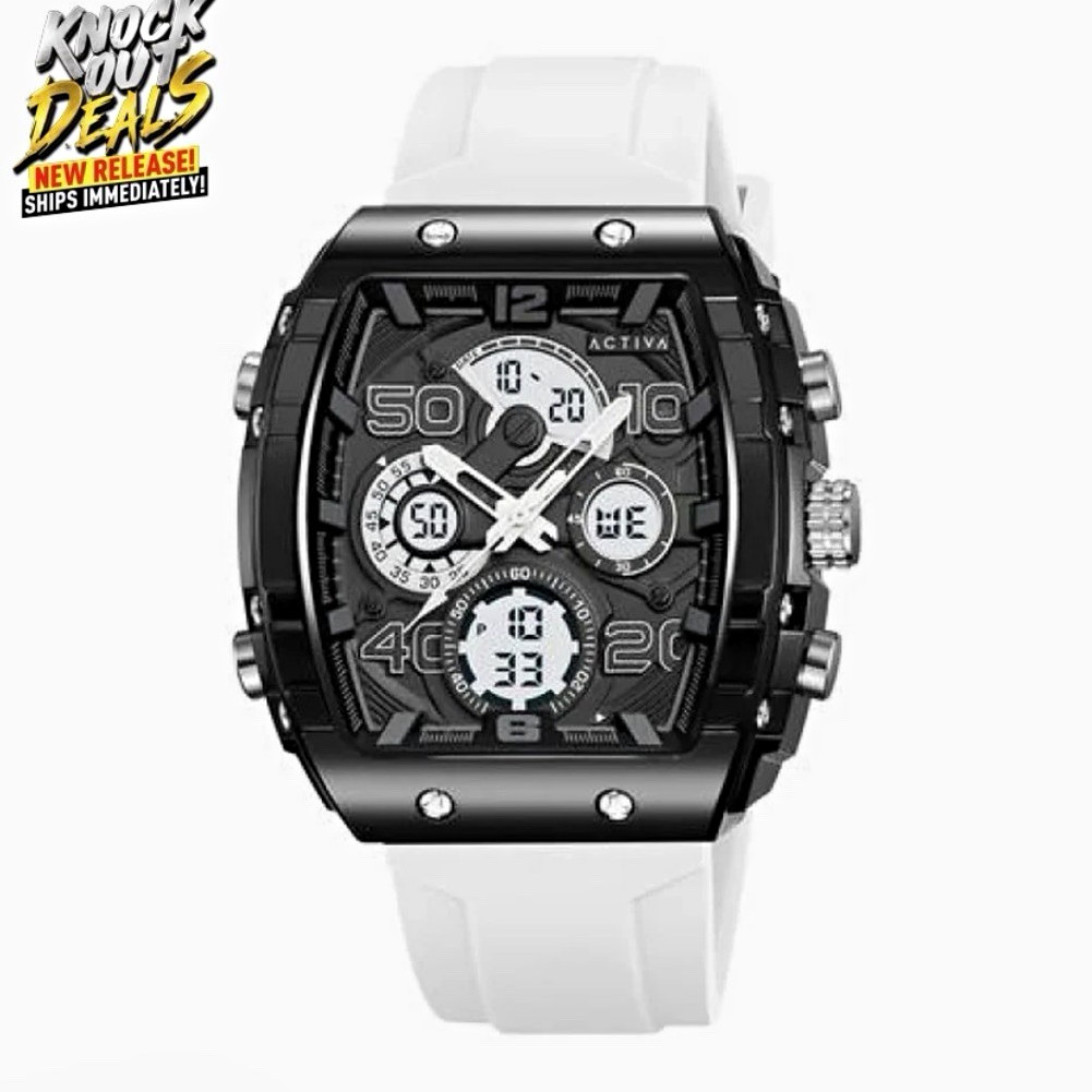 Activa Vion X Digital Essentials Men’s Analog Quartz Watch 45mm White 50m